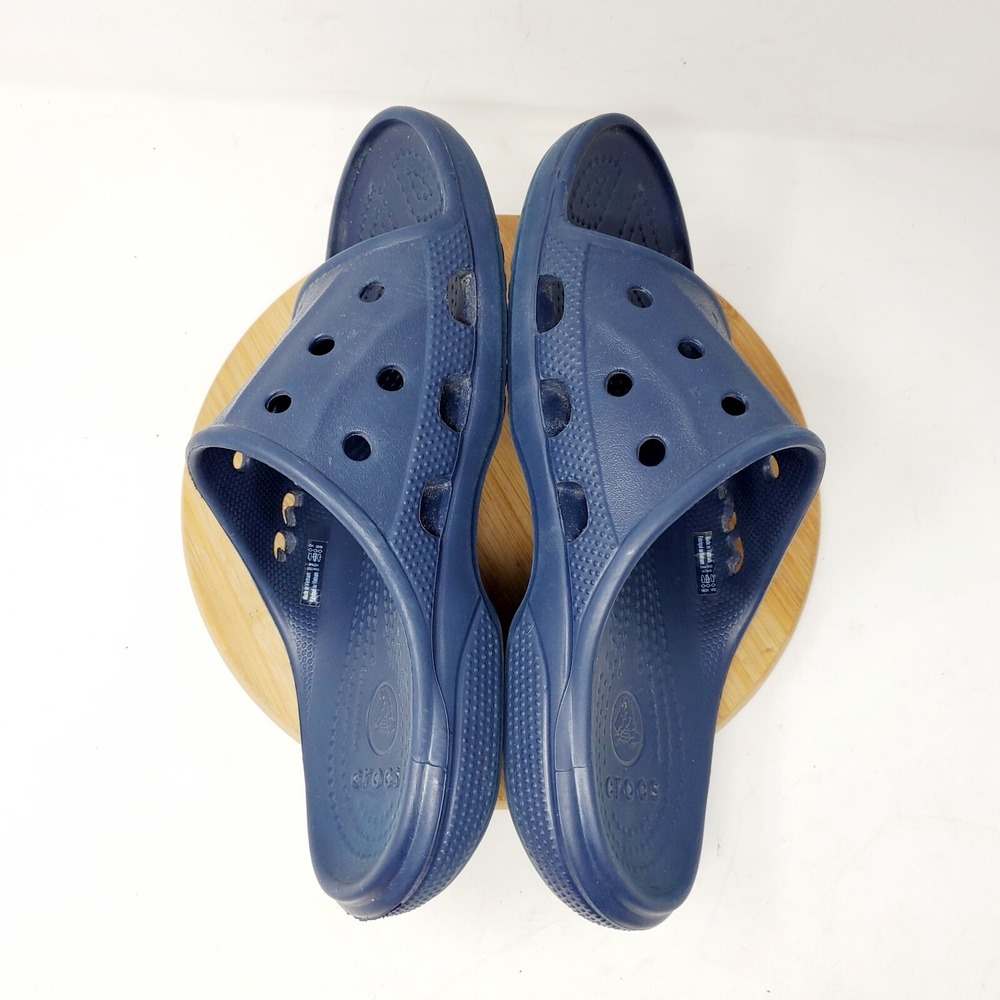 Crocs Baya‎ Slide Sandals Womens 9 Blue Slip On Shoes Pool Beach - Picture 9 of 12
